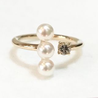 ジュエリーツツミ(JEWELRY TSUTSUMI)の【本日21時迄限定値下げ】【美品】K10 ホワイトサファイア　淡水パール　リング(リング(指輪))