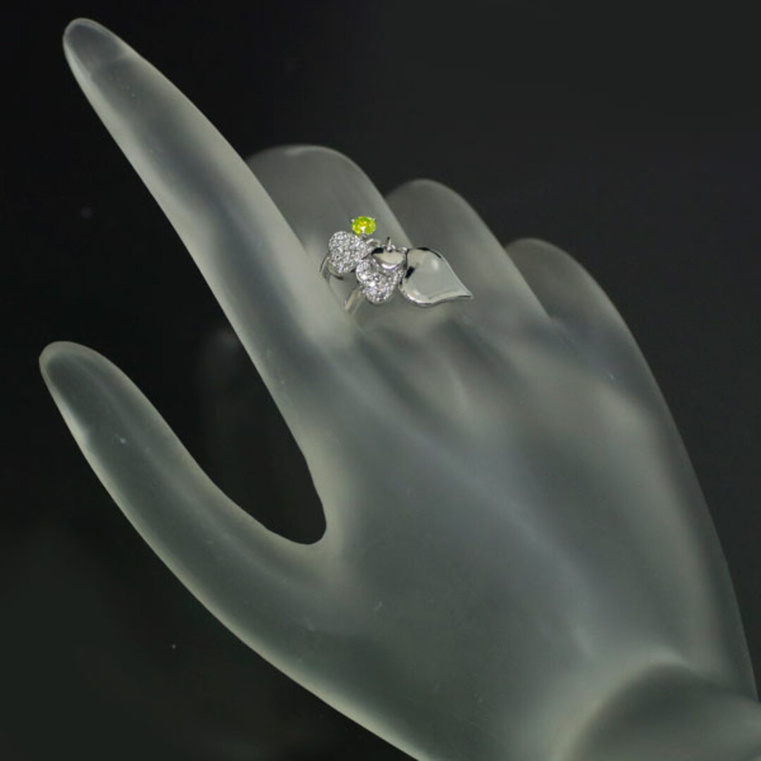 K18WG アップルグリーンダイヤ リング 0.15ct D0.13ct レディースのアクセサリー(リング(指輪))の商品写真