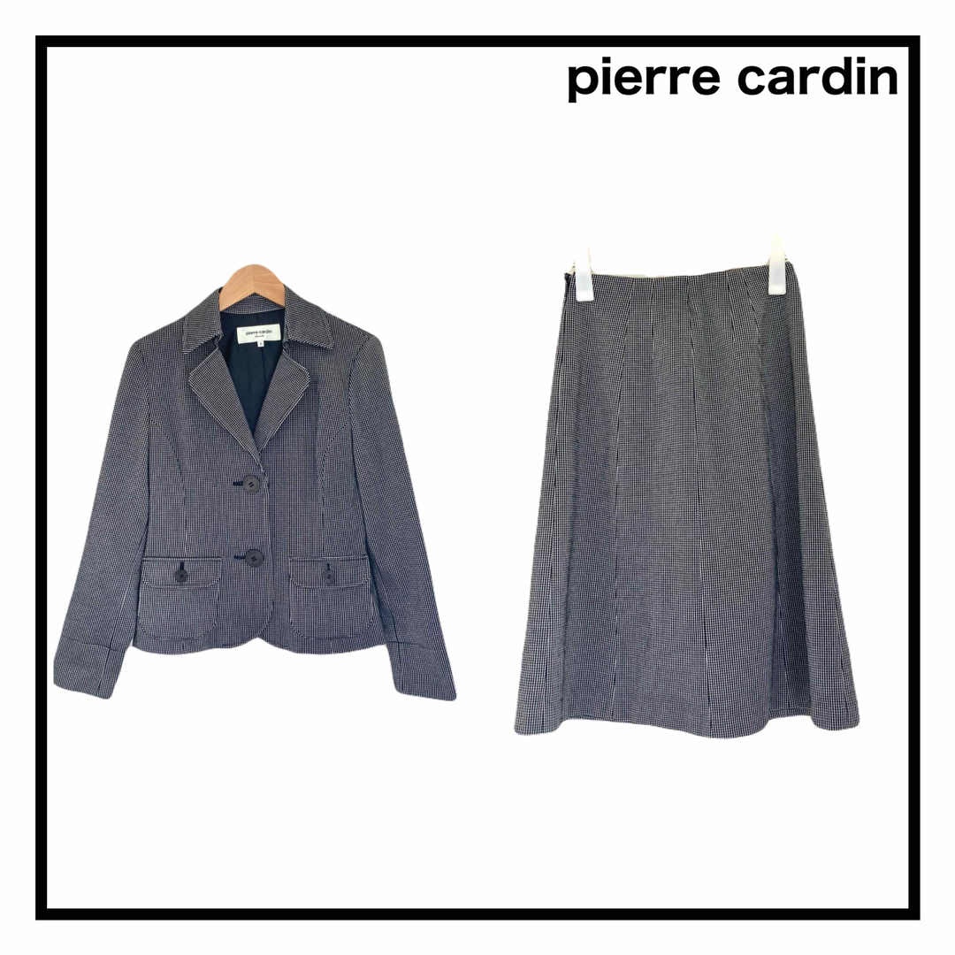 pierre cardin(ピエールカルダン)のピエールカルダン　スーツセットアップ　チェック　　グレー　ジャケット　スカート レディースのフォーマル/ドレス(スーツ)の商品写真