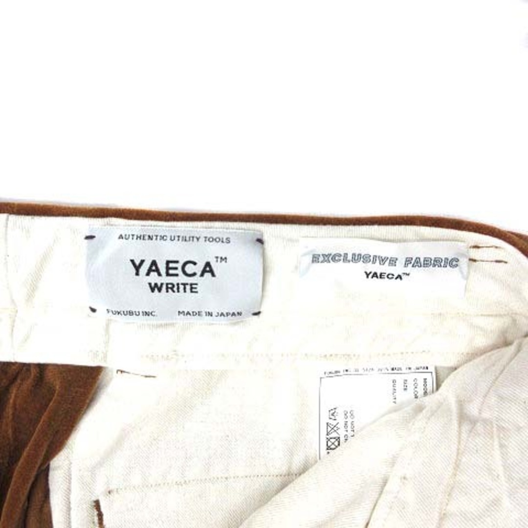 YAECA(ヤエカ)のヤエカ YAECA WRITE モールスキン クロップド パンツ ブラウン M レディースのパンツ(その他)の商品写真