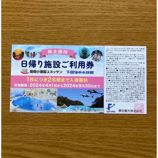 藤田観光 株主優待券 2名無料（箱根小涌園ユネッサン・下田海中水族館）(遊園地/テーマパーク)