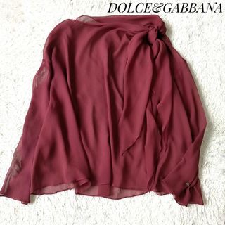 ドルチェアンドガッバーナ(DOLCE&GABBANA)の【ドルチェ&ガッバーナ】シルクブラウス 40 シアー ボルドー ドレープ 長袖(シャツ/ブラウス(長袖/七分))