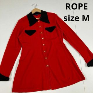 ROPE’ - ROPE ニットワンピース　レトロ　90s 古着女子　金ボタン　襟　ボタン