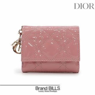 クリスチャンディオール(Christian Dior)の未使用品 ディオール レディディオール ロータスウォレット 三つ折り財布 S0181OVRB ピンク ゴールド金具 パテントカーフスキン (財布)