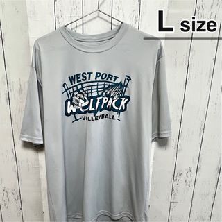 USA古着　メキシコ製　Tシャツ　グレー　プリント　バレーボール　ポリエステル(Tシャツ/カットソー(半袖/袖なし))