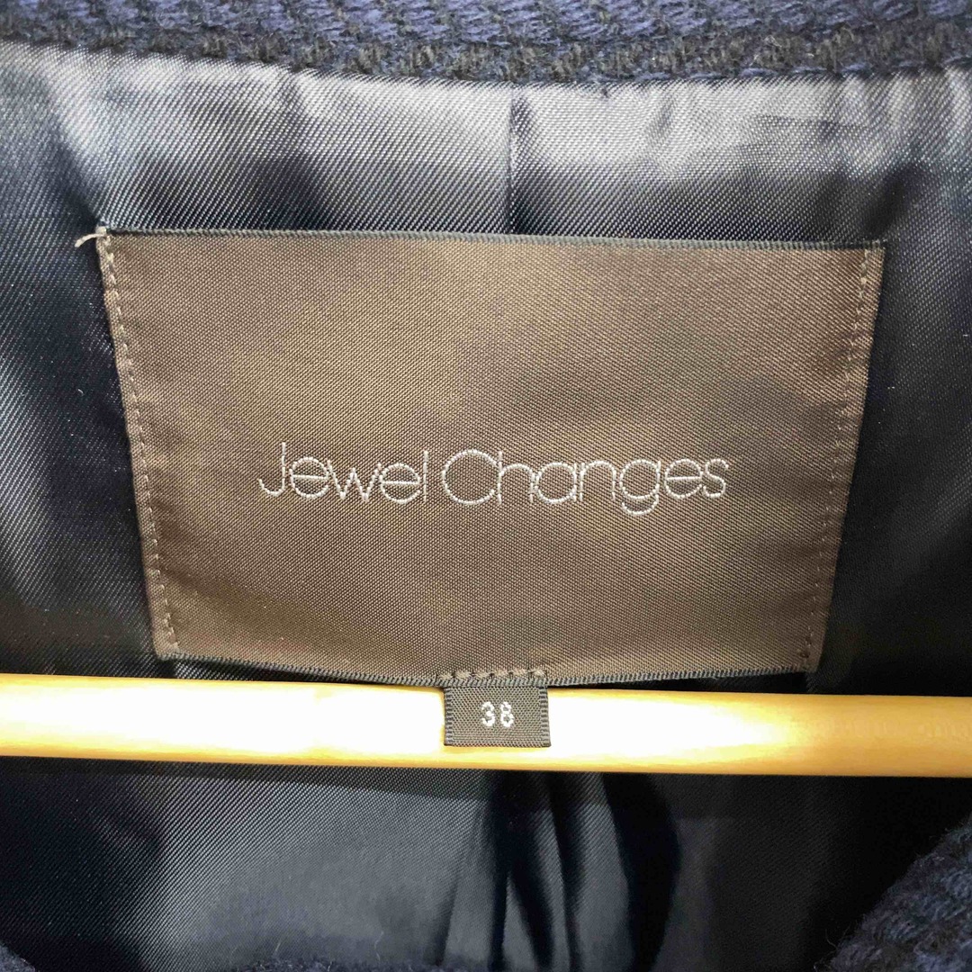 Jewel Changes(ジュエルチェンジズ)のJewel Changes ジュエルチェンジズ レディース ハイネックコート ツィード ネイビー レディースのジャケット/アウター(その他)の商品写真