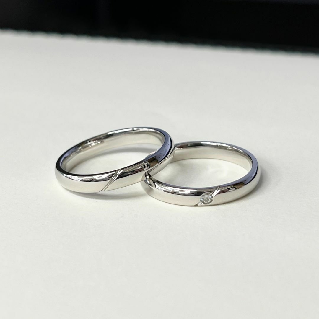 新品✨ PT900　カップリング　結婚指輪　男性用　プラチナピアス　 メンズのアクセサリー(リング(指輪))の商品写真