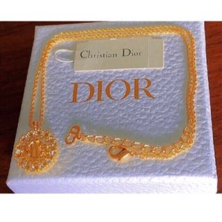 クリスチャンディオール(Christian Dior)のDior ロゴ  丸 ネックレス ゴールド キラキラ ストーン シンプル (ネックレス)