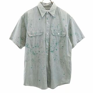 シュガーケーン(Sugar Cane)のシュガーケーン 東洋エンタープライズ ストライプ 半袖 シャツ グリーン系 UNIQUE UNIFORM SUGAR CANE メンズ 古着 【240325】(シャツ)