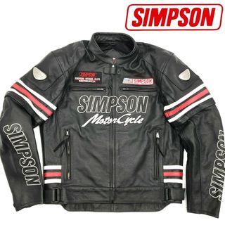 シンプソン(SIMPSON)の美品2way牛革◆SIMPSON◆アーム着脱式ライダースジャケットLL黒赤760(ライダースジャケット)