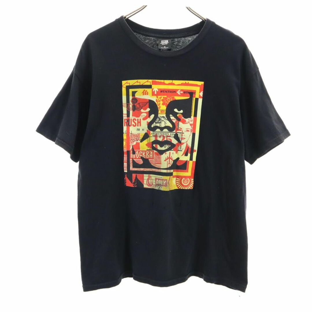 OBEY(オベイ)のオベイ プリント 半袖 Tシャツ M ブラック OBEY メンズ 古着 【240325】 メール便可 メンズのトップス(Tシャツ/カットソー(半袖/袖なし))の商品写真