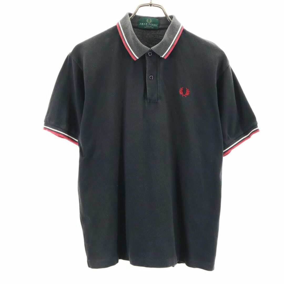 FRED PERRY(フレッドペリー)のフレッドペリー 半袖 ハーフボタン ポロシャツ M ブラック FRED PERRY メンズ 古着 【240325】 メンズのトップス(ポロシャツ)の商品写真