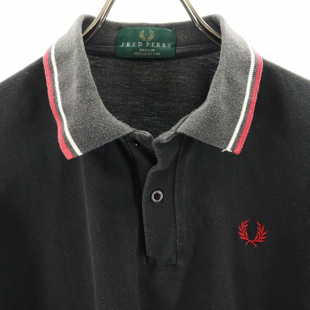 FRED PERRY(フレッドペリー)のフレッドペリー 半袖 ハーフボタン ポロシャツ M ブラック FRED PERRY メンズ 古着 【240325】 メンズのトップス(ポロシャツ)の商品写真