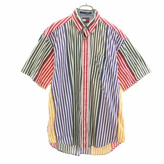 トミーヒルフィガー(TOMMY HILFIGER)のトミーヒルフィガー 90s オールド フラッグタグ ストライプ 半袖 ボタンダウンシャツ M TOMMY HILFIGER メンズ 古着 【240325】(シャツ)