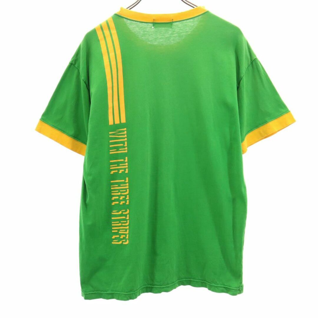 adidas(アディダス)のアディダス 80s デサント製 トレフォイルロゴ ヴィンテージ プリント 半袖 Tシャツ L-O グリーン adidas 日本製 メンズ 古着 【240325】 メール便可 メンズのトップス(Tシャツ/カットソー(半袖/袖なし))の商品写真