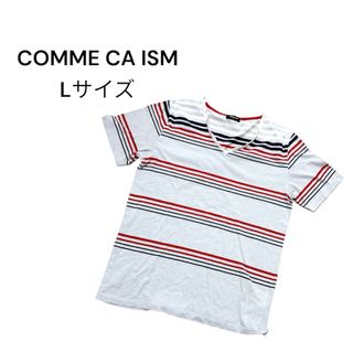 COMME CA ISM ボーダー Tシャツ Vネック Lサイズ