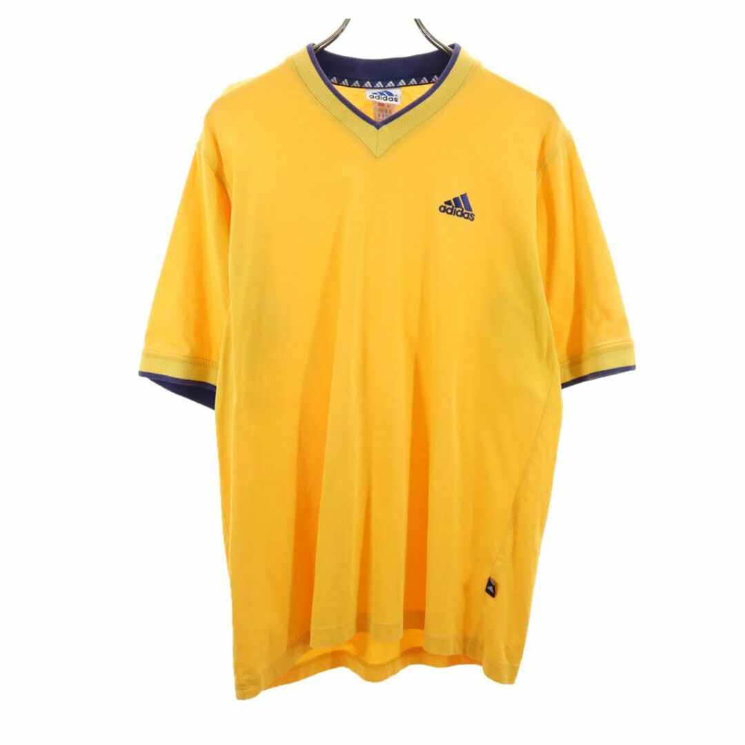 adidas(アディダス)のアディダス 90s オールド エキップメント 半袖 Vネック Tシャツ L イエロー系 adidas メンズ 古着 【240325】 メール便可 メンズのトップス(Tシャツ/カットソー(半袖/袖なし))の商品写真