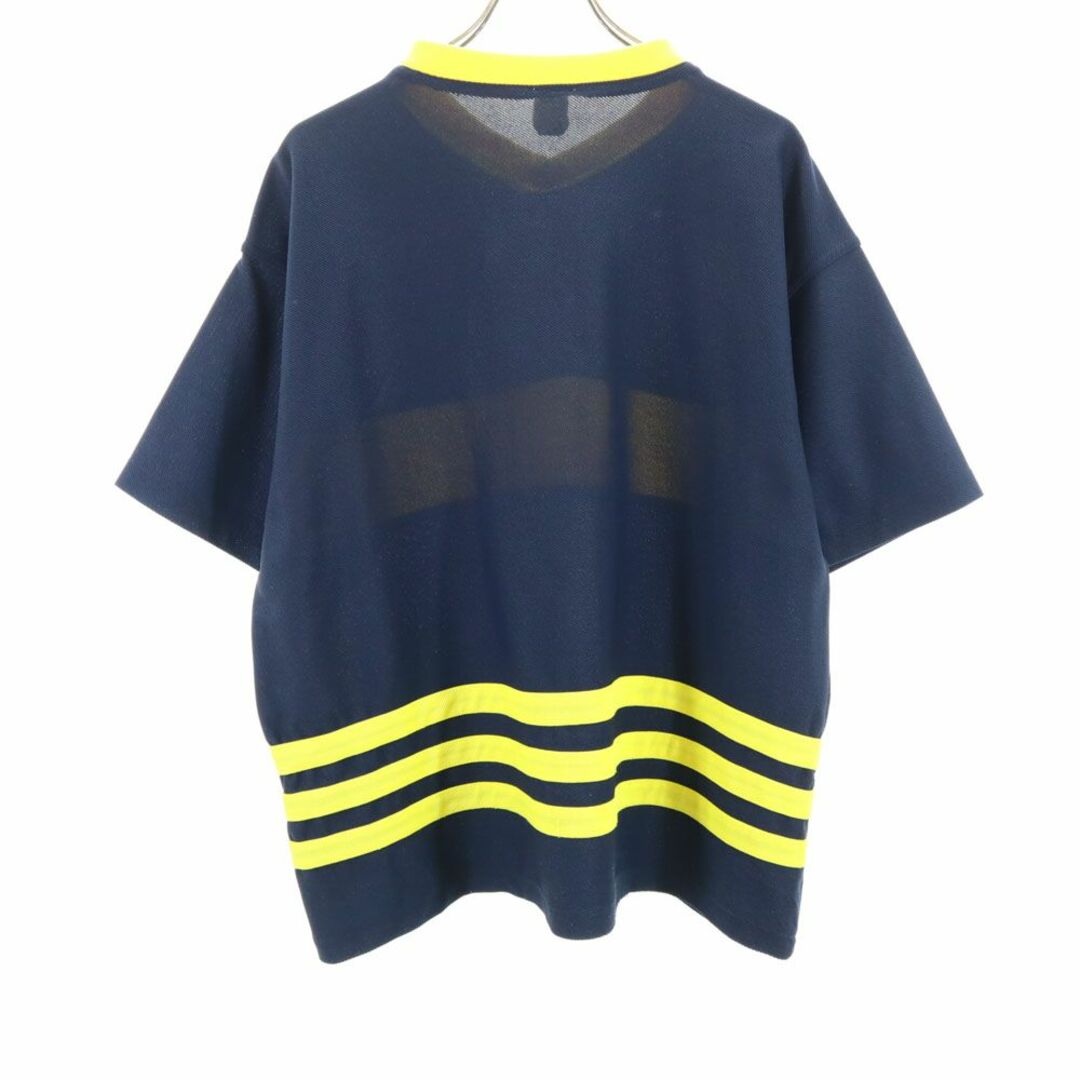 adidas(アディダス)のアディダス 80s ヴィンテージ 万国旗タグ トレフォイルロゴ 半袖 Vネック Tシャツ L（M） ネイビー adidas メンズ 古着 【240325】 メール便可 メンズのトップス(Tシャツ/カットソー(半袖/袖なし))の商品写真