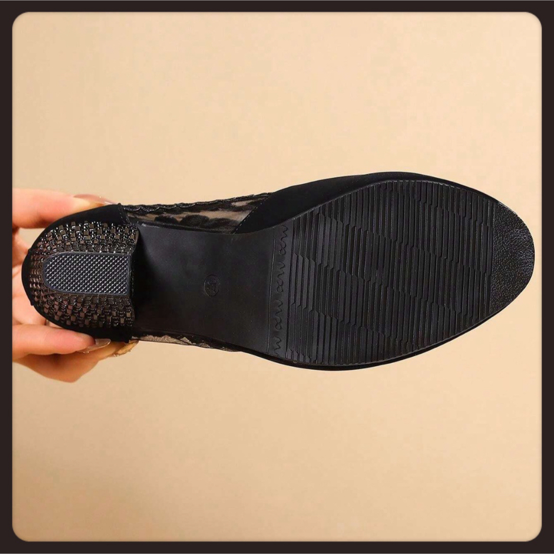 【25.5cm】透け感Flowerレース＊ショートブーツ＊大きいサイズ レディースの靴/シューズ(ブーツ)の商品写真