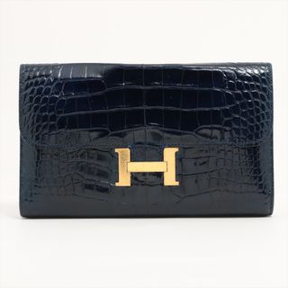 エルメス(Hermes)のエルメス コンスタンスロング アリゲーター  ブルー レディース 長財布(財布)