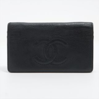 シャネル(CHANEL)のシャネル  レザー  ブラック レディース 長財布(財布)