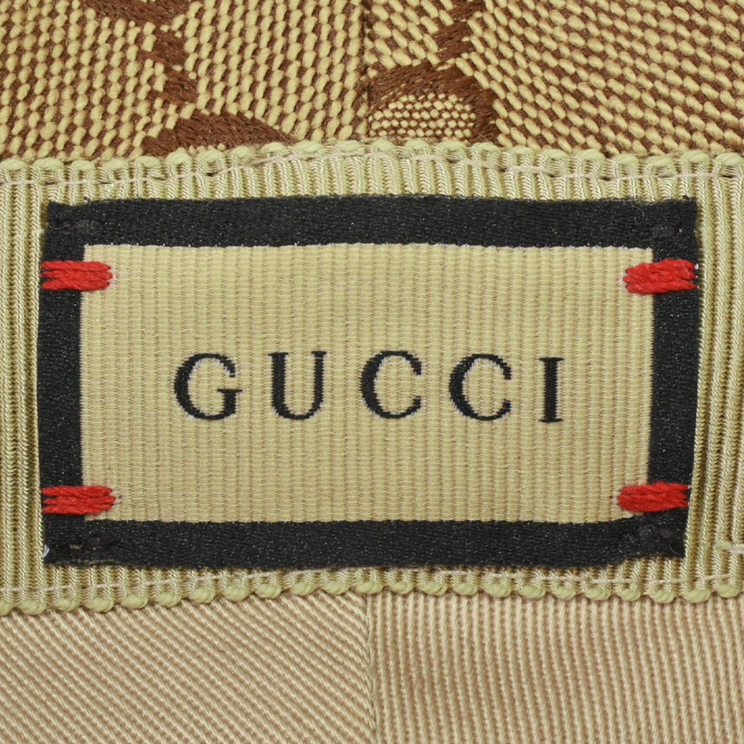 Gucci(グッチ)のグッチ GUCCI GGキャンバス フェドラハット ハット GGキャンバス レザー 546587 ベージュ Mサイズ バケットハット 帽子【中古】 レディースの帽子(ハット)の商品写真