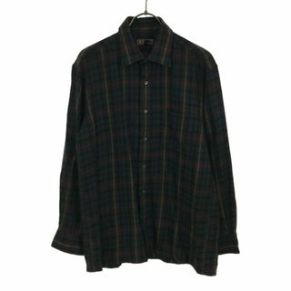 ダックス(DAKS)のダックス 日本製 長袖 チェックシャツ M グリーン系 DAKS メンズ 古着 【240325】(シャツ)