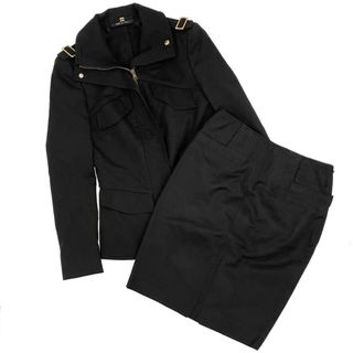 Gucci - 【限定価格】GUCCI グッチ セットアップ ジャケット スカート アパレル 服 トムフォード期 38 113857 ブラック 黒 ゴールド金具 レーヨン  ナイロン  スパンデックス  レディース 春 秋【中古品】