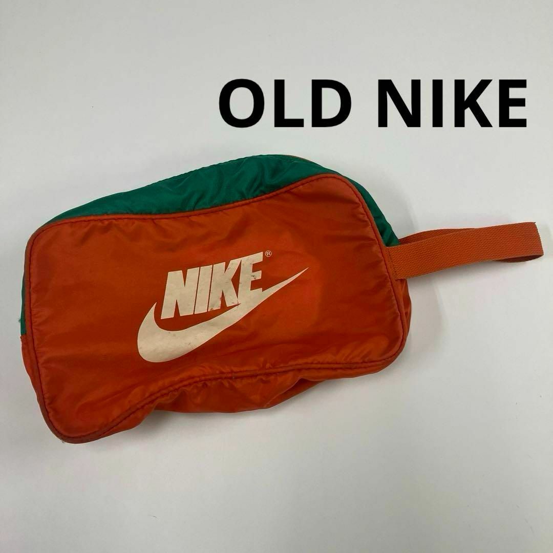 NIKE(ナイキ)のOLD NIKE シューズケース　バッグ　手提げ　古着　オレンジ　グリーン メンズのバッグ(その他)の商品写真