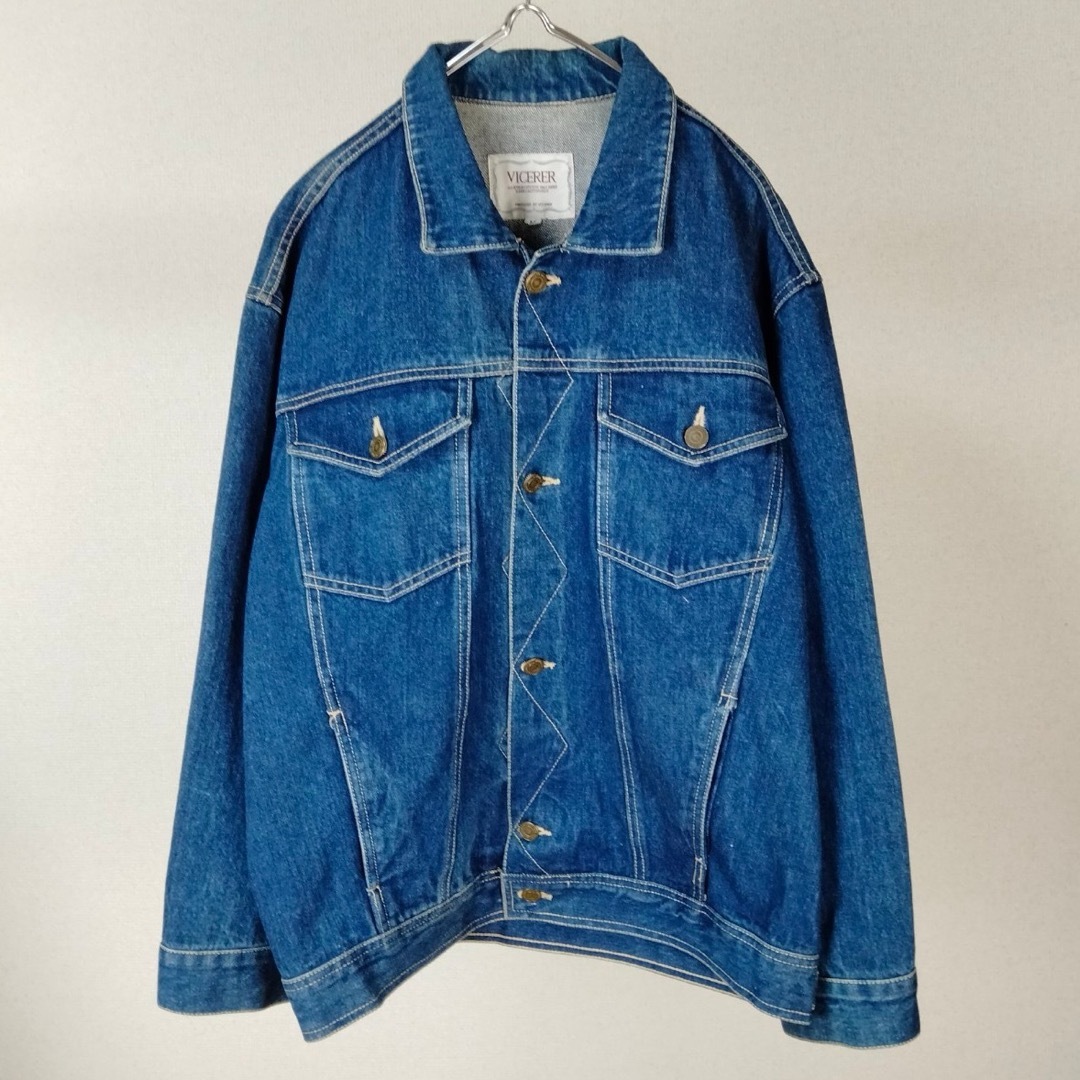 VINTAGE(ヴィンテージ)のインディゴ　デニムジャケット　古着　Gジャン　アメカジ　シンプル　無地　春服 メンズのジャケット/アウター(Gジャン/デニムジャケット)の商品写真