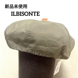 IL BISONTE - イルビゾンテ ベレー帽 帽子 麻 コットン レザーパッチ付き ユニセックス