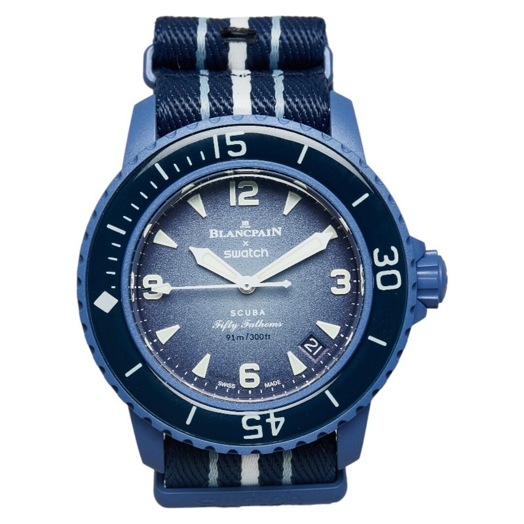 swatch(スウォッチ)の美品 スウォッチ ×ブランパン PACIFIC OCEAN 腕時計 SO35A100 自動巻き ブルー文字盤 プラスチック Nyron メンズ Swatch 【214-43853】 メンズの時計(腕時計(アナログ))の商品写真