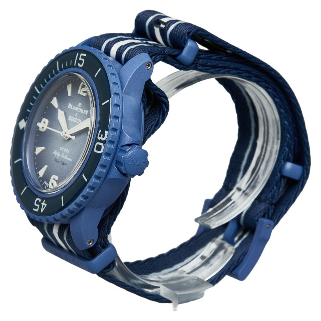 swatch(スウォッチ)の美品 スウォッチ ×ブランパン PACIFIC OCEAN 腕時計 SO35A100 自動巻き ブルー文字盤 プラスチック Nyron メンズ Swatch 【214-43853】 メンズの時計(腕時計(アナログ))の商品写真