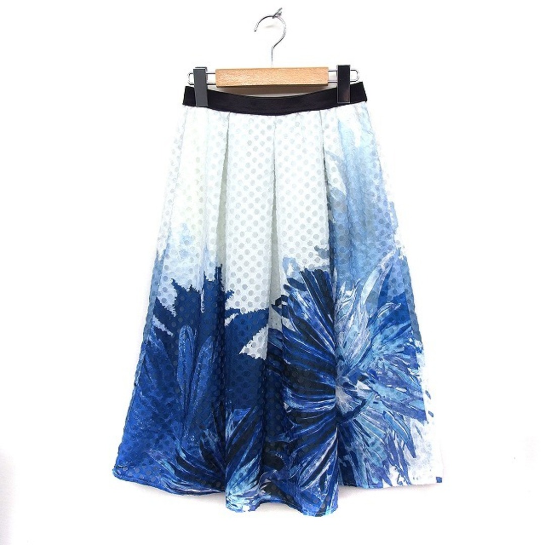 ROSE BUD COUPLES ビッグフラワープリント タック フレアスカート レディースのスカート(ロングスカート)の商品写真