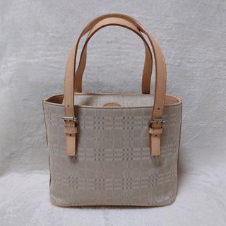 バーバリー(BURBERRY)の希少　バーバリー　ハンドバッグ　チェック　格子柄　キャンパス　レザー　美品(ハンドバッグ)