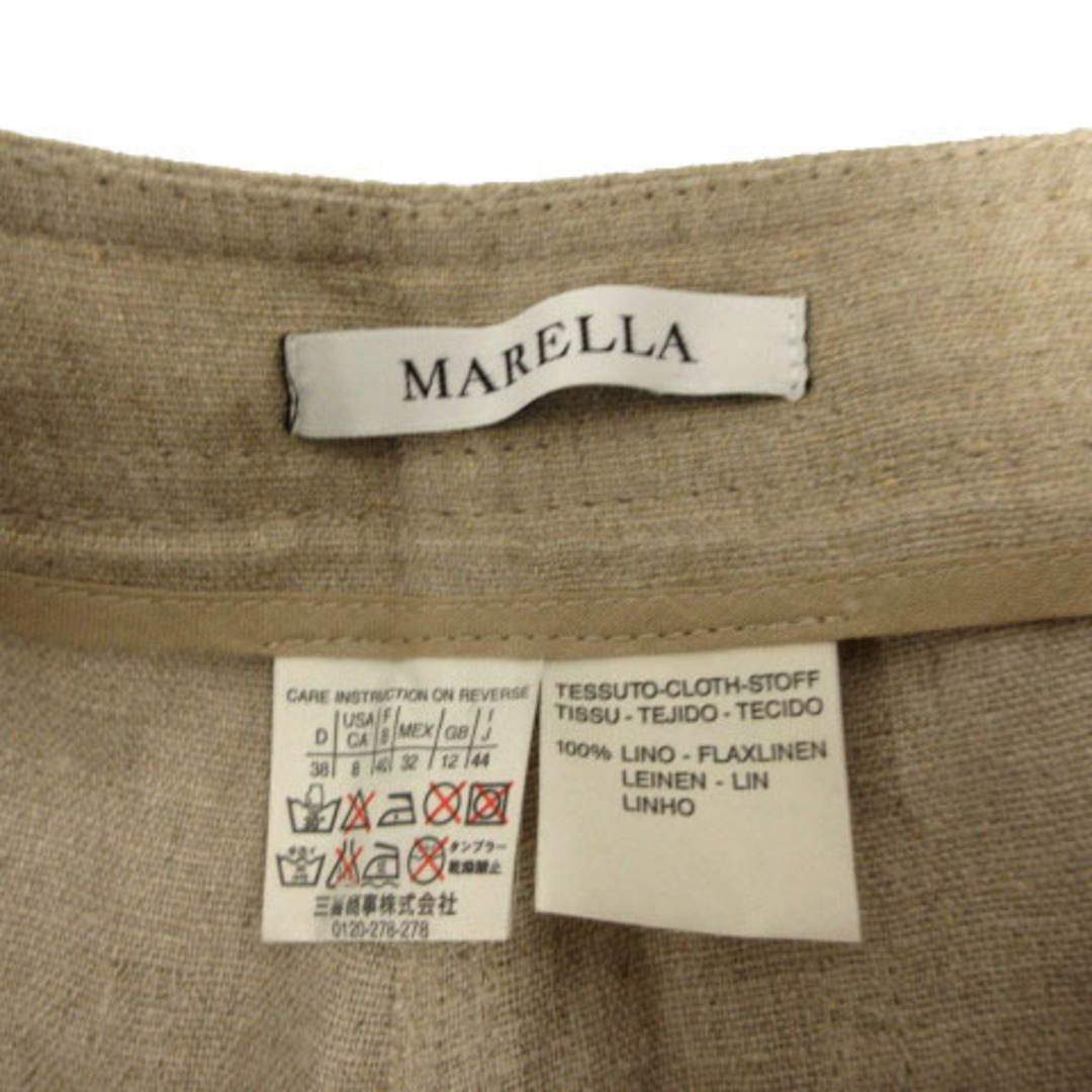 MARELLA パンツ ストレート クロップド丈 リネンベージュ ゴールド 44 レディースのパンツ(その他)の商品写真