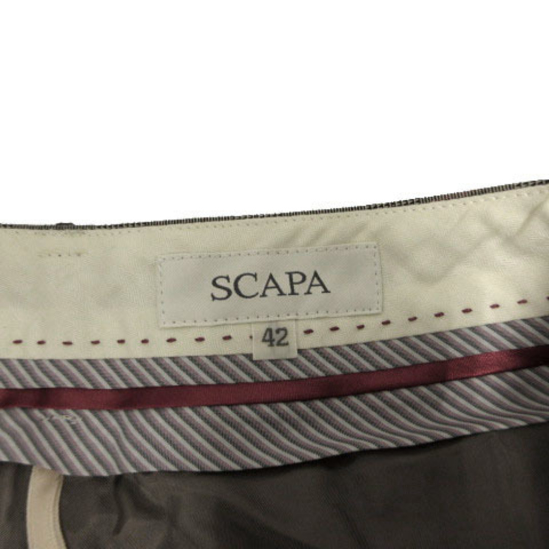 SCAPA(スキャパ)のSCAPA パンツ スリム 日本製 グレンチェック ベージュ 黒 エンジ 42 レディースのパンツ(その他)の商品写真