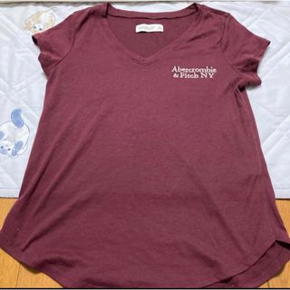 アバクロンビーアンドフィッチ(Abercrombie&Fitch)のアバクロ　正規品　えんじ色　半袖 Tシャツ　Vネック(Tシャツ(半袖/袖なし))