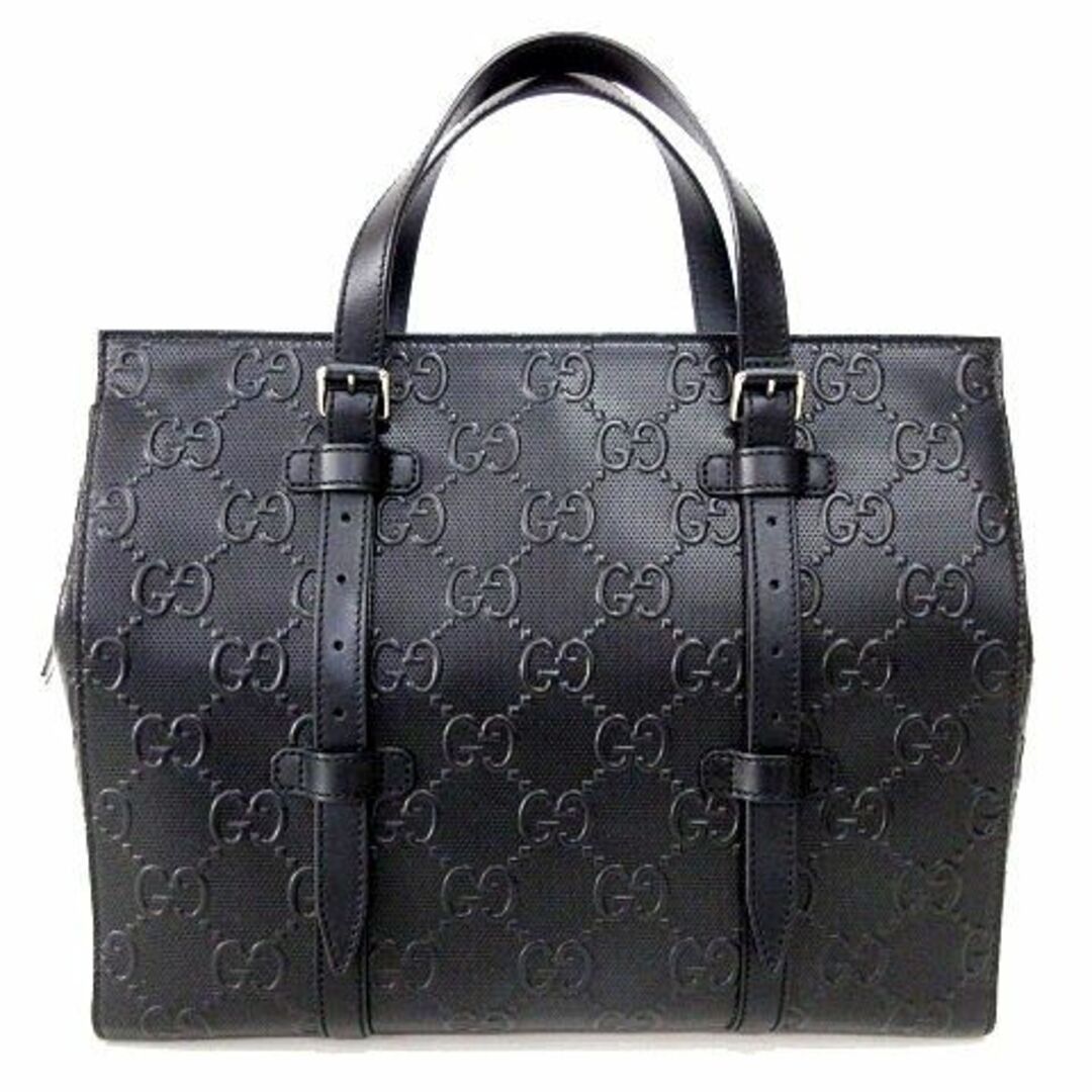 Gucci(グッチ)のグッチ GUCCI 美品 GGエンボス トートバッグ レザー 625774 黒 メンズのバッグ(トートバッグ)の商品写真