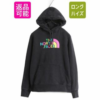 ザノースフェイス(THE NORTH FACE)のノースフェイス プリント スウェット フード パーカー レディース S / The North Face アウトドア トレーナー 裏起毛 薄手 プルオーバー 黒(パーカー)