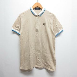 フレッドペリー(FRED PERRY)のフレッドペリー 半袖 ポロシャツ M ベージュ ロゴワッペン ストレッチ(ポロシャツ)