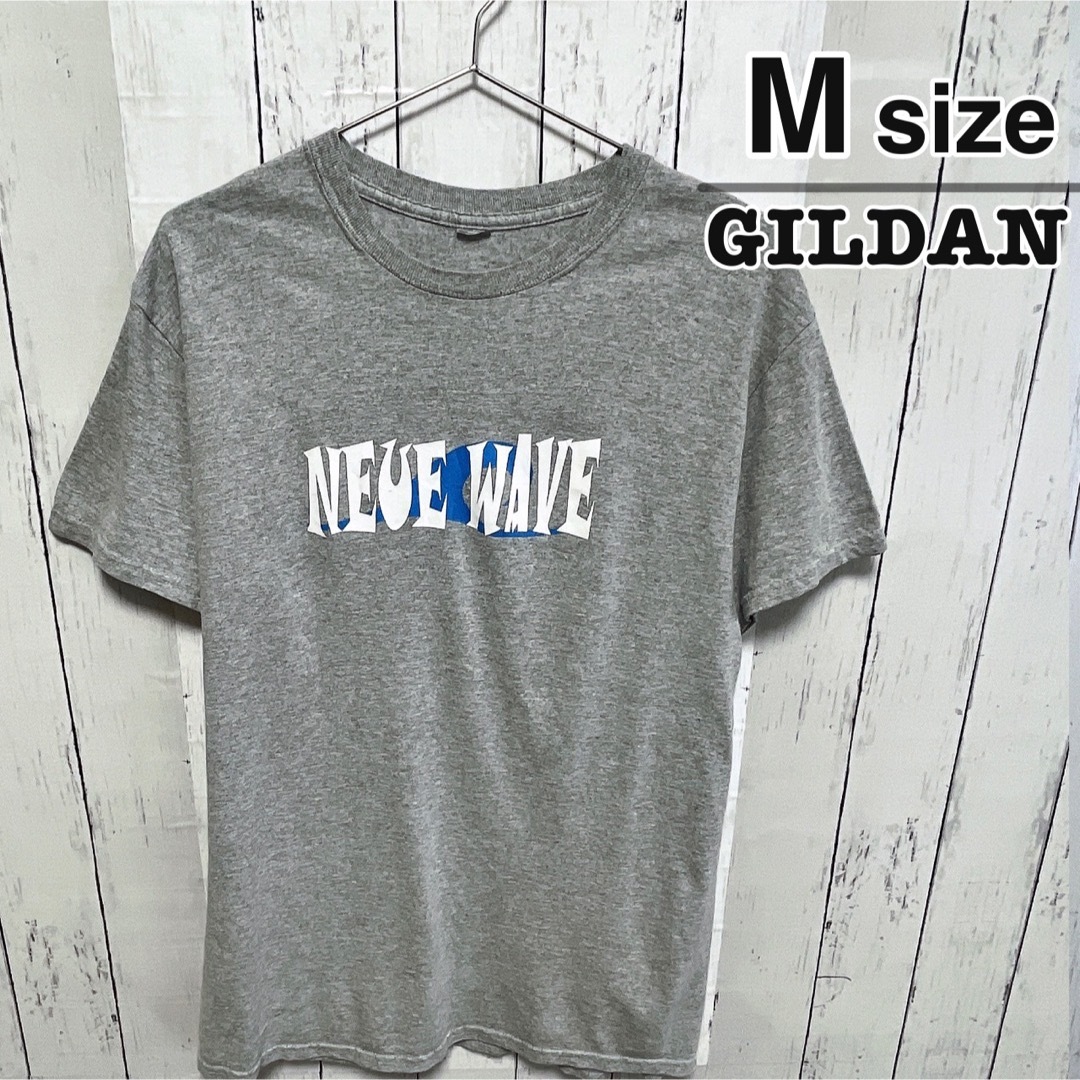 GILDAN(ギルタン)のUSA古着　GILDAN　Tシャツ　Mサイズ　グレー　プリント　ロゴ　コットン メンズのトップス(Tシャツ/カットソー(半袖/袖なし))の商品写真