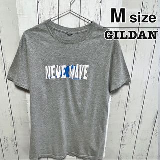 ギルタン(GILDAN)のUSA古着　GILDAN　Tシャツ　Mサイズ　グレー　プリント　ロゴ　コットン(Tシャツ/カットソー(半袖/袖なし))