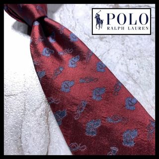 ポロラルフローレン(POLO RALPH LAUREN)のラルフローレン ブランド ネクタイ 犬 アニマル 総柄 ネクタイ えんじ色(ネクタイ)