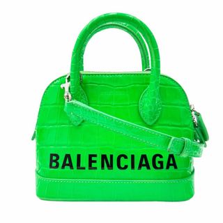 Balenciaga - BALENCIAGA バレンシアガ ヴィル トップハンドル XXS 2WAYショルダーバック ハンドバッグ ショルダーバッグ グリーン クロコ型押し レザー 550646 レディース