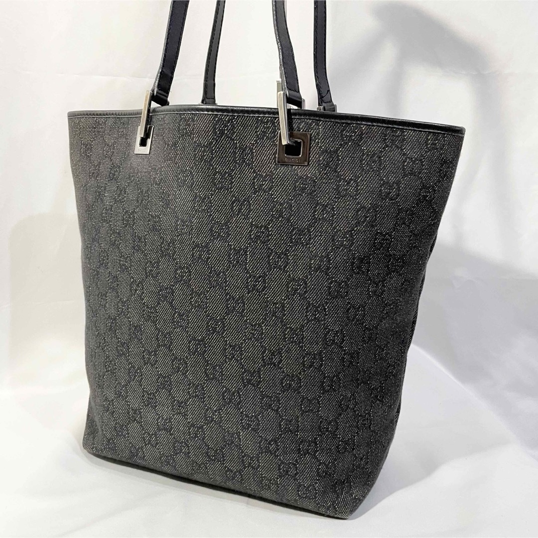 Gucci(グッチ)の美品 正規品 GUCCI グッチ GGキャンバス トートバッグ 肩掛け ブラック レディースのバッグ(トートバッグ)の商品写真