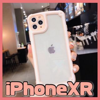 【iPhoneXR】ピンク iPhoneケース 大人気 シンプル フレーム 韓国(iPhoneケース)