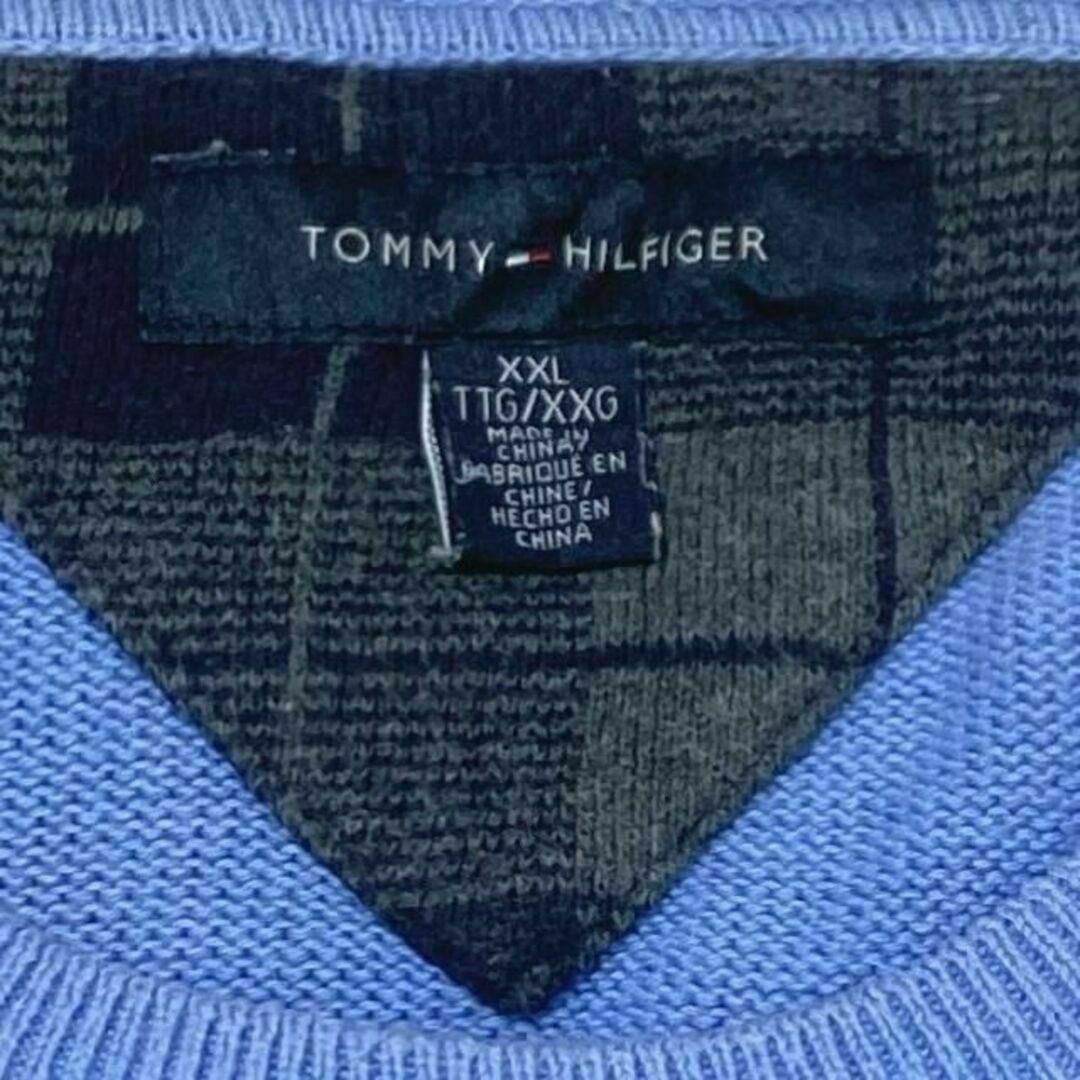 TOMMY HILFIGER(トミーヒルフィガー)のb26① トミーヒルフィガー コットンニットセーター Vガゼット ロゴ刺繍 メンズのトップス(ニット/セーター)の商品写真
