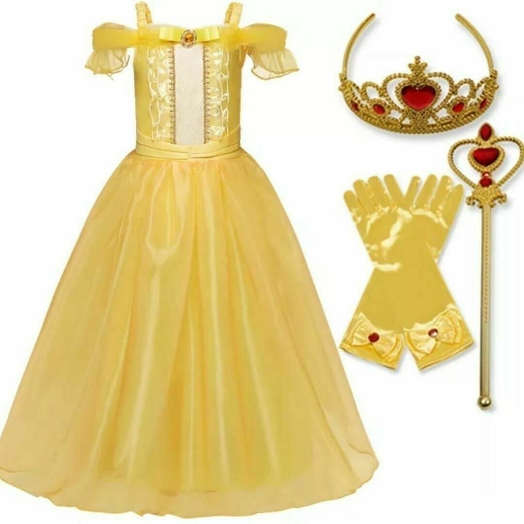 プリンセス ドレス コスチューム ベル風 仮装 なりきりセット ハロウィン キッズ/ベビー/マタニティのキッズ服女の子用(90cm~)(ドレス/フォーマル)の商品写真