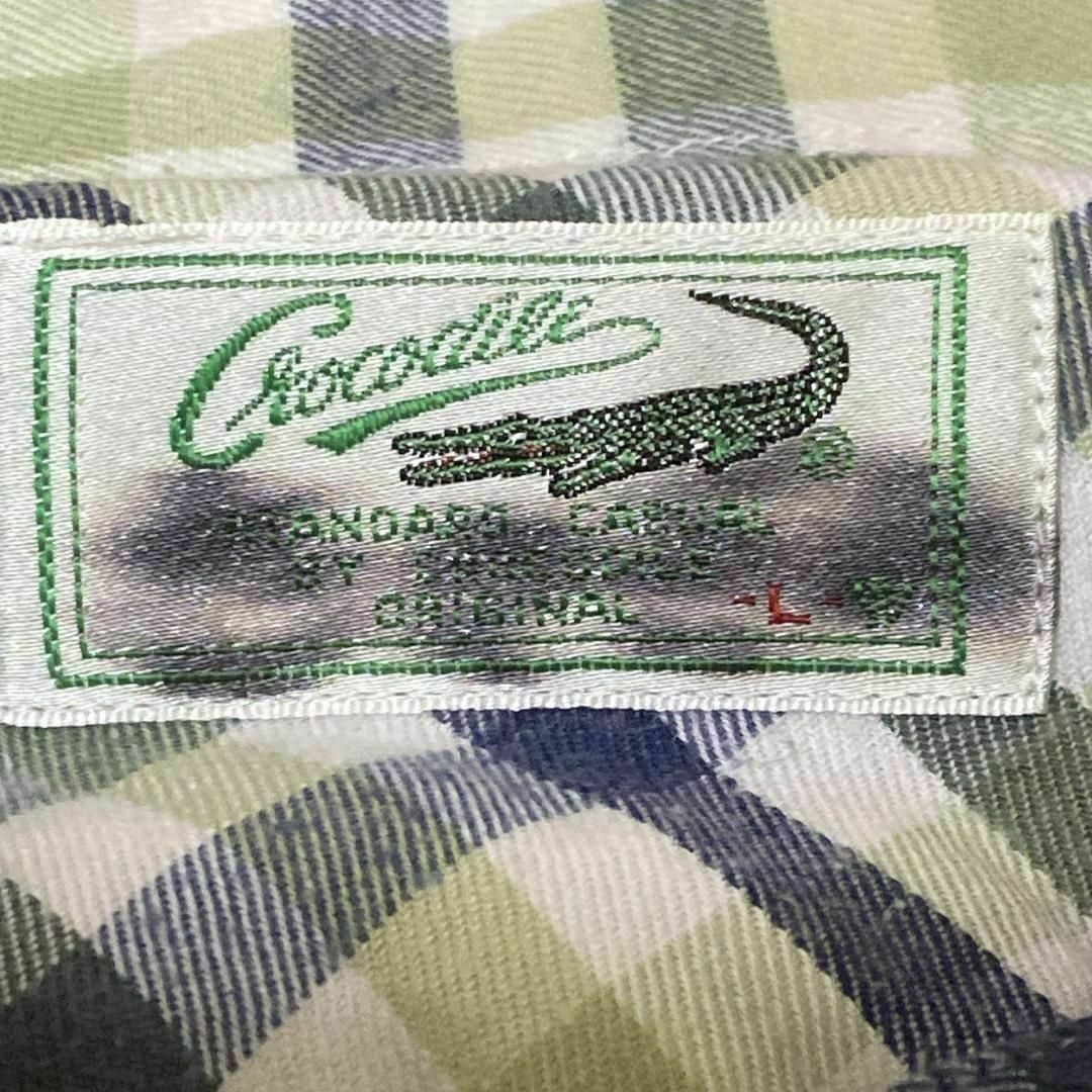 Crocodile(クロコダイル)のCrocodile 長袖シャツ チェック ロゴ刺繍 US古着 o86① メンズのトップス(シャツ)の商品写真